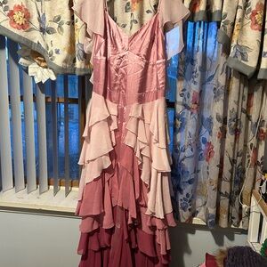 Elegant Pink Ruffled Dress